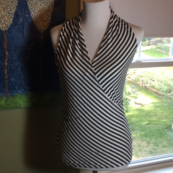 White House Black Market Tops - WHBM Black White Striped Tank